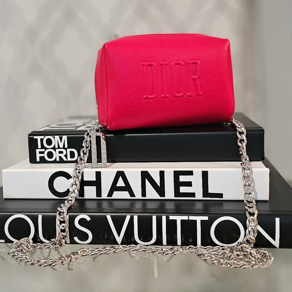 DIOR Crossbody Red Silver Purse Evening Bag Clutch New - Picture 6 of 6